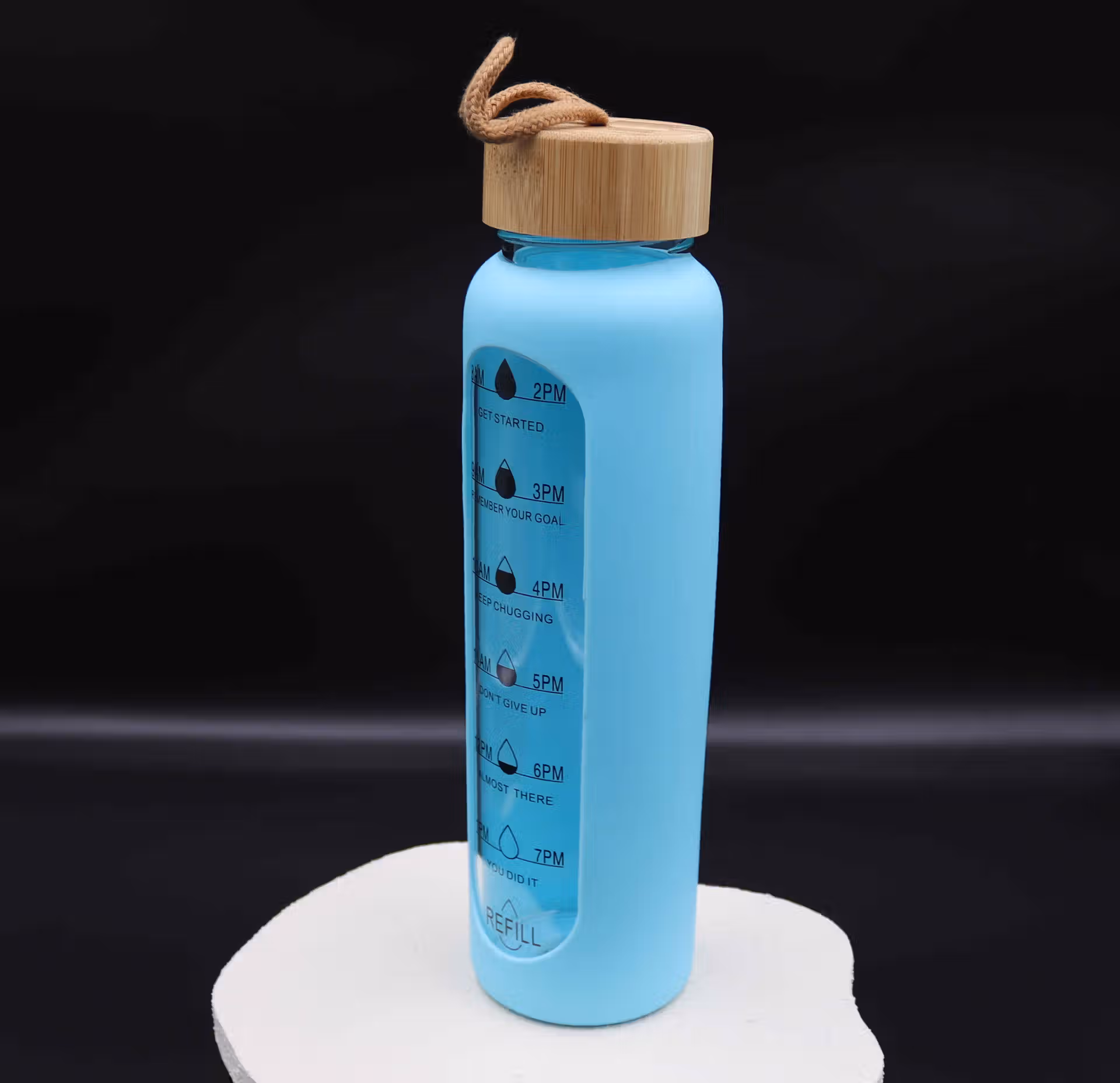 Gourde verre - Bleu - 1 litre - Protection silicone - Durable - Eco-responsable - Pack Eau-tonome famille - Breizhilience.fr