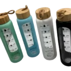 Gourdes verre protection silicone 1l - Gourdes verre bouchon bois 1l - Breizhilience.fr