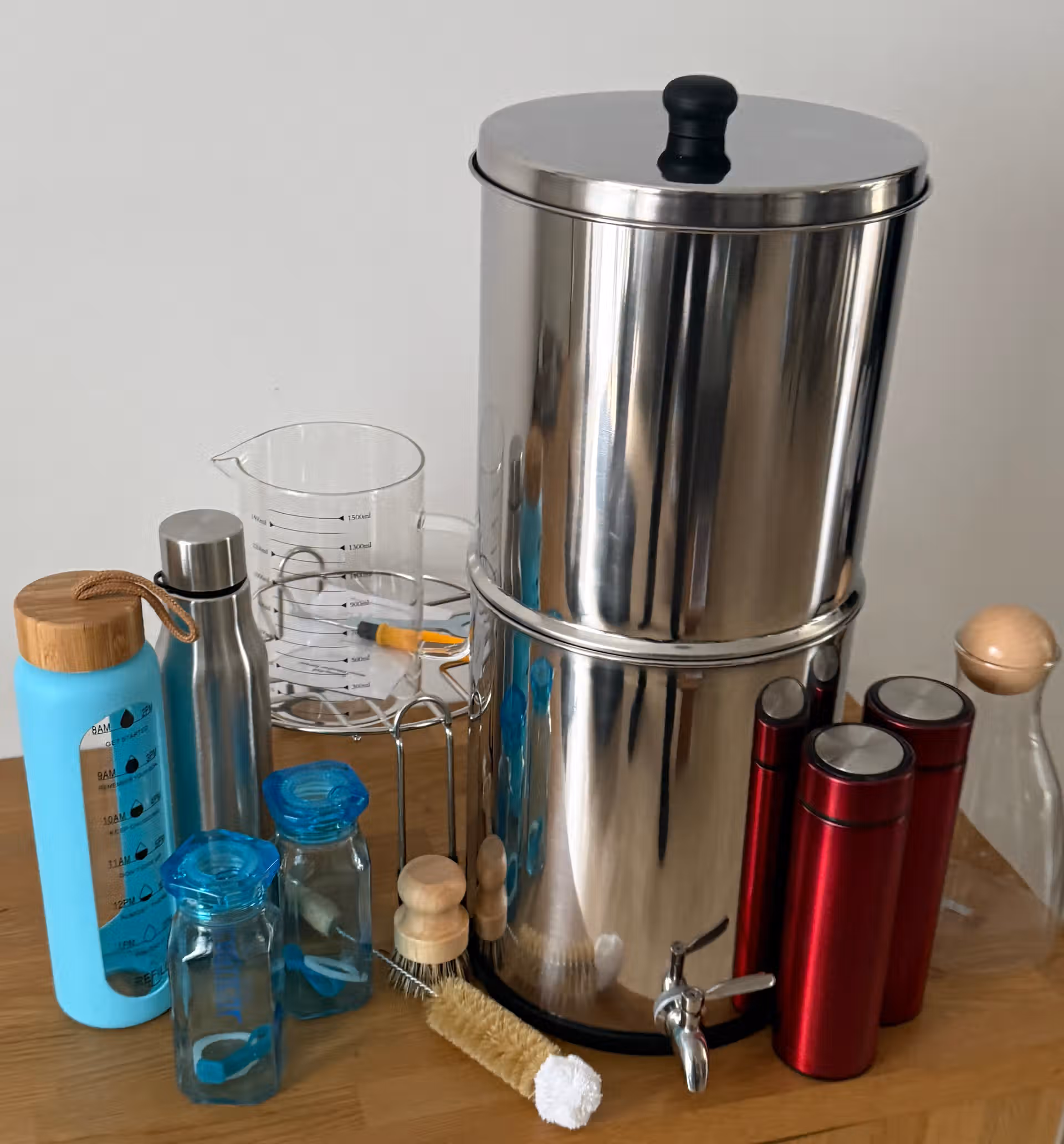 Équipement eau potable filtration par gravité - Ensemble eau filtrée - eau saine - Breizhilience.fr