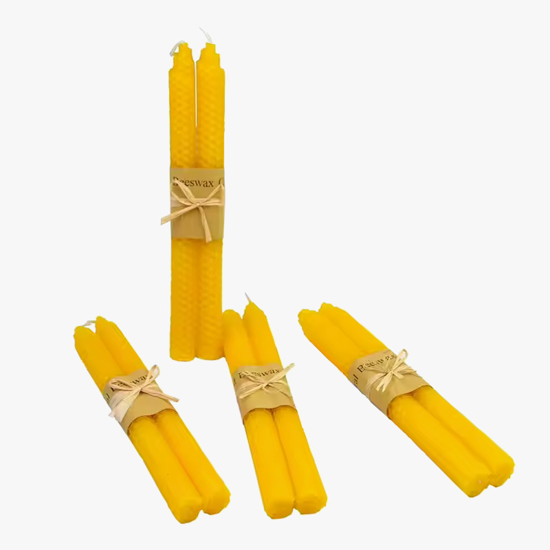 bougies-cire-abeille Lot 2 bougies cire abeille - Bougies cire naturelle - Bougie feuille cire gauffrée - Breizhilience.fr