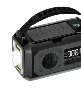 Radio solaire portable lampe LED - Radio solaire manivelle - Radio urgence survie - Breizhilience.fr