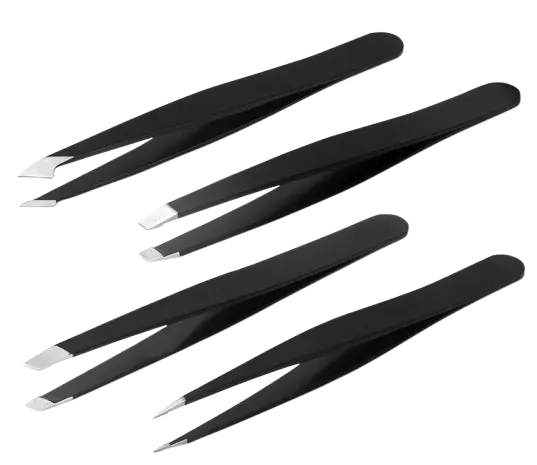 Set 4 pinces à épiler Set 4 pinces à épiler précision - Pinces à épiler usage professionnel - Pince à épiler inox - Breizhilience.fr