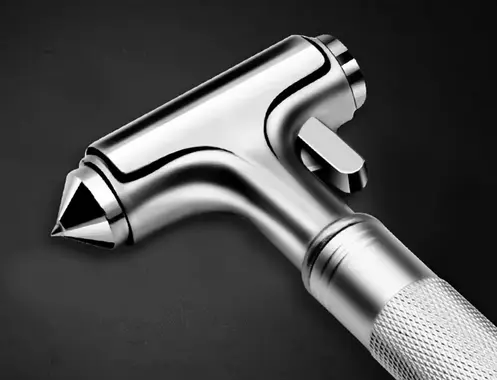 tete-brise-vitre-coupe-ceinture Kit urgence - Kit survie - Brise-vitre métal - Coupe-ceinture métal - Breizhilience.fr