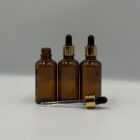 Lot de 3 flacons en verre pharmaceutiques ambrés avec bouchon - breizhilience.fr