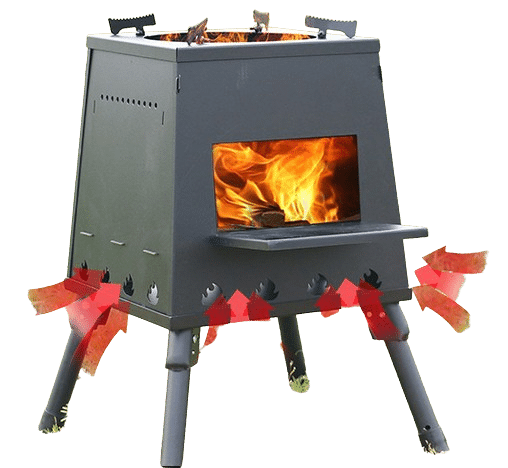 rechaud-tente-acier Réchaud grand cuisine extérieur - Cuisson charbon ou bois - Poêle extérieur portable et pliable - Breizhilience.fr