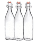 Lot 3 bouteilles verre - Set bouteille 1L bouchon solide - Bouteille réutilisable - La B'Reizhilience
