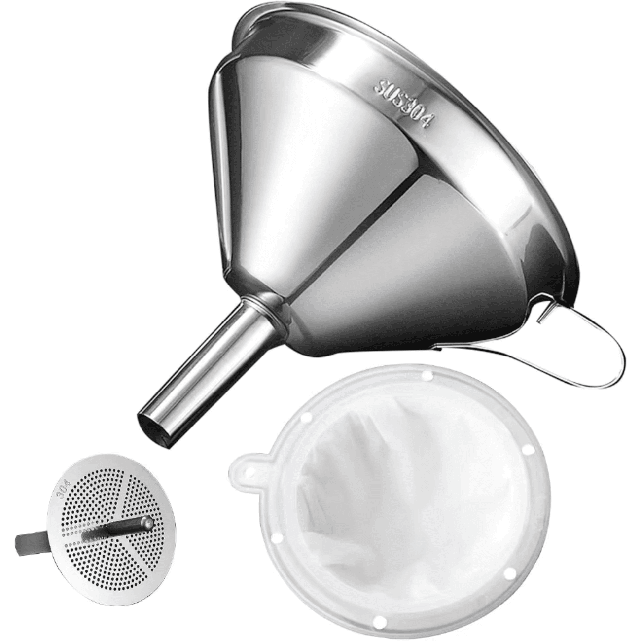 kit-entonnoir-3-pieces Entonnoir 3 pièces - Entonnoir inox avec filtres - Entonnoir alimentaire - B'Rezihilience