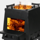 Réchaud bois en acier - Poêle extérieur pliable et portable - Cuisine fort tirage 16 trous ventilation - breizhilience